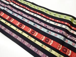 縞に抽象草花模様織出し名古屋帯